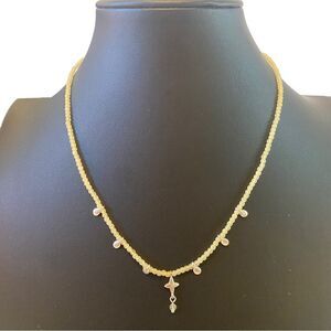 Citrine Charm Beaded Collar Necklace.